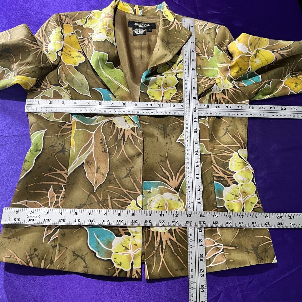 ๐Peck & Peck Stunning Floral Silk Blend Blazer - Jacket with 3/4 Sleeves - Picture 8 of 12